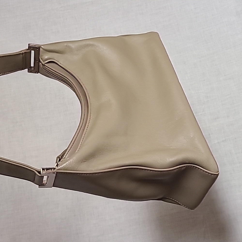 Leather Mushroom Tan Neutral Beige Shoulder Bag Handbag Purse